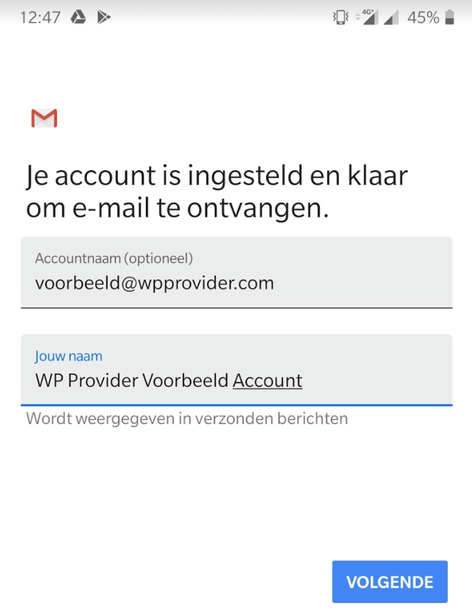 Email account set up